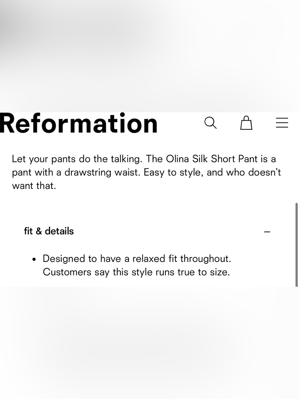 NWT Reformation Olina Silk Short Pant in Sugar Size MP Medium Petite $218 - Picture 6 of 9